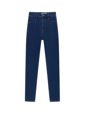 Jeansy Skinny Fit PULL&BEAR metaliczny niebieski