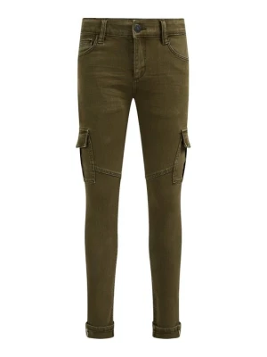 Jeansy Skinny Fit WE Fashion ciemnozielony melanż