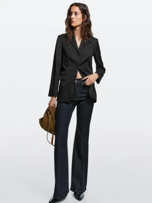 Jeansy Skinny Flare Z Wysokim Stanem - Ciemnoniebieski - Massimo Dutti - Female