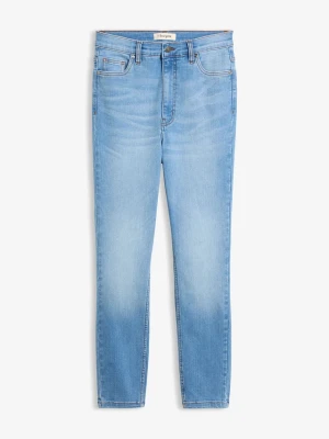 Jeansy skinny, high waist, cropped BonPrix niebieski
