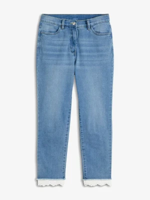 Jeansy skinny, mid waist BonPrix niebieski