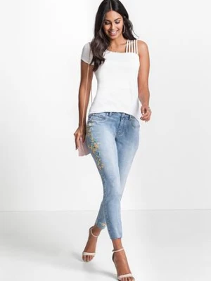 Jeansy skinny, średni stan, cropped bonprix