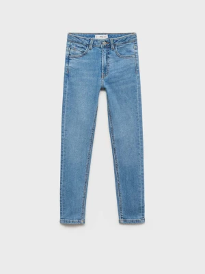 Jeansy skinny z haftowanymi gwiazdami średni niebieski - Dzieci - - MANGO KIDS