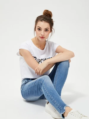 Zdjęcie produktu Jeansy skinny z ozdobnymi dżetami Moodo