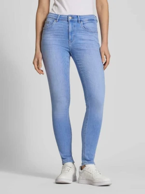 Jeansy Skinny ze średnim stanem, w jasnoniebieskim Efekt sprania Review