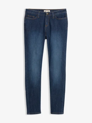Jeansy skinny ze stretchem, mid waist BonPrix niebieski