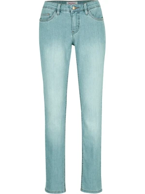 Jeansy skinny ze stretchem, mid waist BonPrix zielony