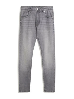 Jeansy Slim Fit Bershka ciemnoszary melanż