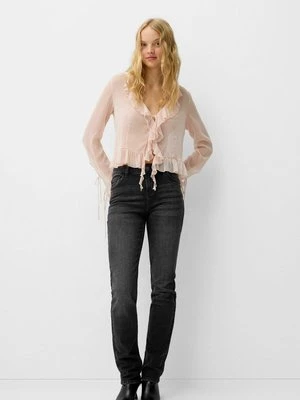 Jeansy Slim Fit Bershka czarny