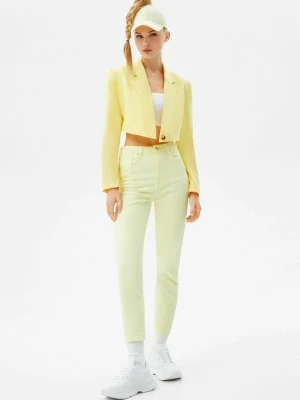 Jeansy Slim Fit Bershka żółty