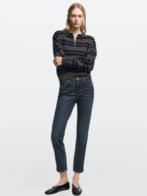 Jeansy Slim Fit Cropped O Średnim Stanie - Średni Niebieski - Massimo Dutti - Female