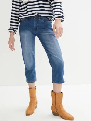 Jeansy slim fit, cropped, średni stan bonprix