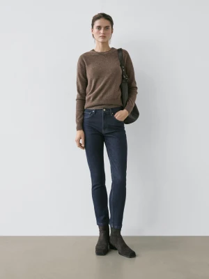 Jeansy Slim Fit Do Kostek Ze Średnim Stanem - Ciemnoniebieski - - Massimo Dutti - Kobieta