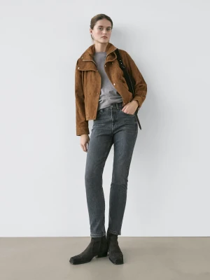 Jeansy Slim Fit Do Kostek Ze Średnim Stanem - Ciemnoniebieski - - Massimo Dutti - Kobieta