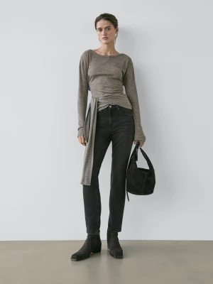 Jeansy Slim Fit Do Kostek Ze Średnim Stanem - Czarny - - Massimo Dutti - Kobieta
