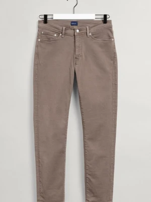 Jeansy Slim Fit Gant brązowy