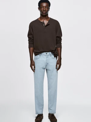 Jeansy Slim Fit O Skróconym Kroju - Jasnoniebieski - Massimo Dutti - Male