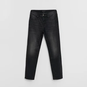Jeansy slim fit z przetarciami czarne House