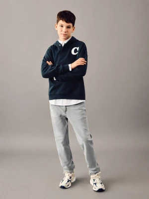 Jeansy slim z średnim stanem szary denim - Dzieci - - MANGO KIDS