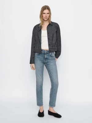 Jeansy Slim Ze Średnim Stanem - Jasnoniebieski - - Massimo Dutti - Kobieta