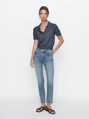 Jeansy Slim Ze Średnim Stanem - Jasnoniebieski - - Massimo Dutti - Kobieta