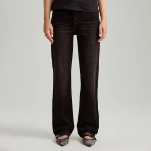 Jeansy straight fit high waist czarne House