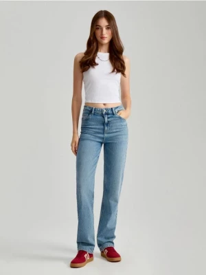 Jeansy straight fit high waist jasnoniebieskie House