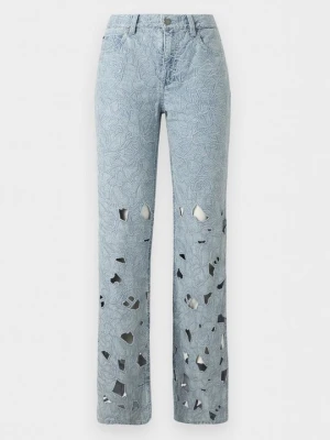 Jeansy Straight Leg Alice + Olivia jasnoniebieski