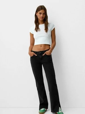 Jeansy Straight Leg Bershka czarny
