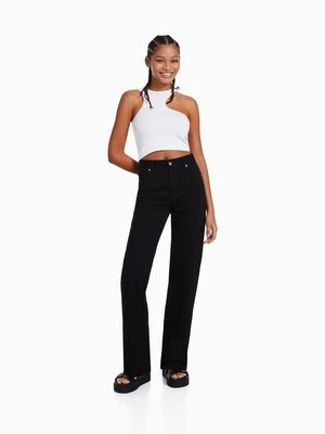 Jeansy Straight Leg Bershka czarny