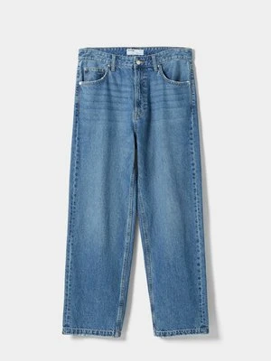 Jeansy Straight Leg Bershka granatowy