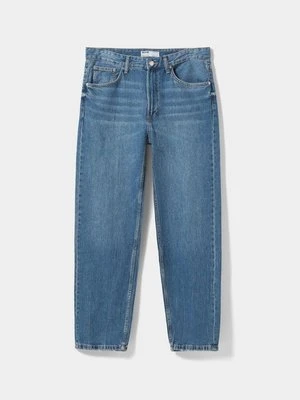 Jeansy Straight Leg Bershka granatowy