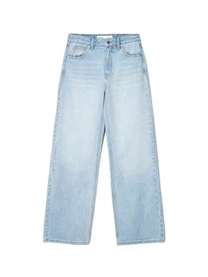Jeansy Straight Leg Bershka jasnoniebieski denim