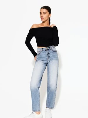 Jeansy Straight Leg Bershka jasnoniebieski denim