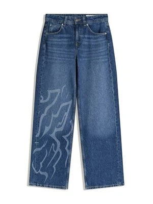 Jeansy Straight Leg Bershka granatowy