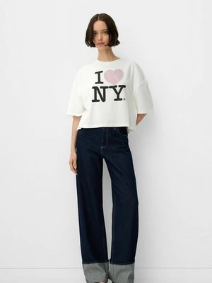 Jeansy Straight Leg Bershka błękit królewski