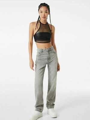 Jeansy Straight Leg Bershka szary