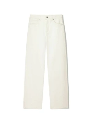 Jeansy Straight Leg Bershka beżowy