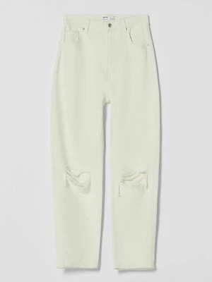 Jeansy Straight Leg Bershka biały