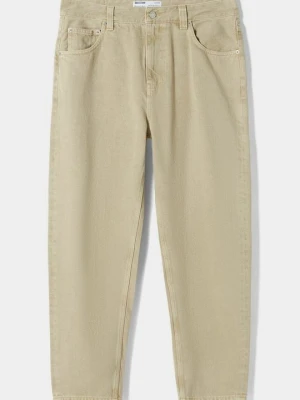 Jeansy Straight Leg Bershka brązowy