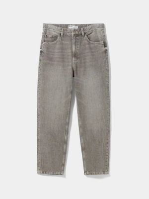 Jeansy Straight Leg Bershka ciemnoszary melanż