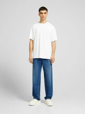 Jeansy Straight Leg Bershka granatowy