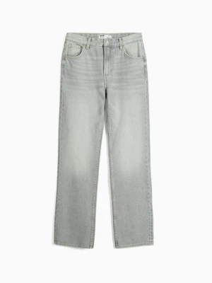 Jeansy Straight Leg Bershka jasnoszary melanż