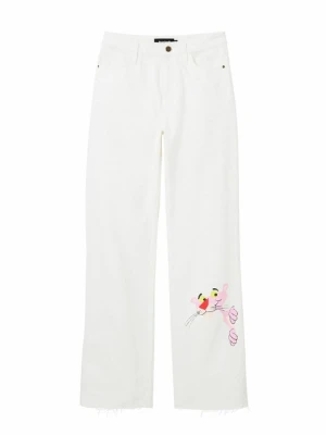 Jeansy Straight Leg Desigual biały