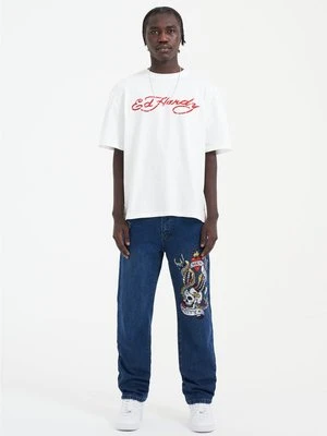 Jeansy Straight Leg Ed Hardy niebieski denim