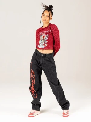 Jeansy Straight Leg Ed Hardy czarny