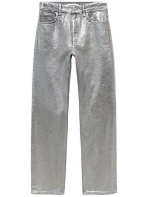 Jeansy Straight Leg Mango srebrny
