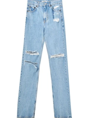 Jeansy Straight Leg PULL&BEAR niebieski denim