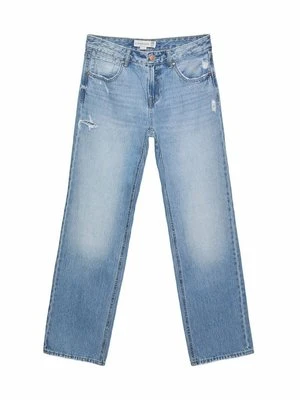 Jeansy Straight Leg Stradivarius jasnoniebieski melanż