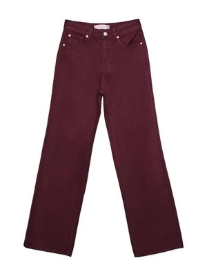 Jeansy Straight Leg Stradivarius bordowy